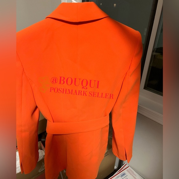 BLOGGERS FAV ZARA ORANGE BELTED TUXEDO COLLAR BLAZER - Picture 3 of 14